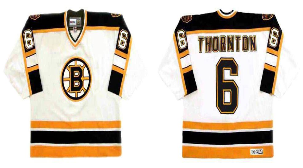 2019 Men Boston Bruins 6 Thornton White CCM NHL jerseys